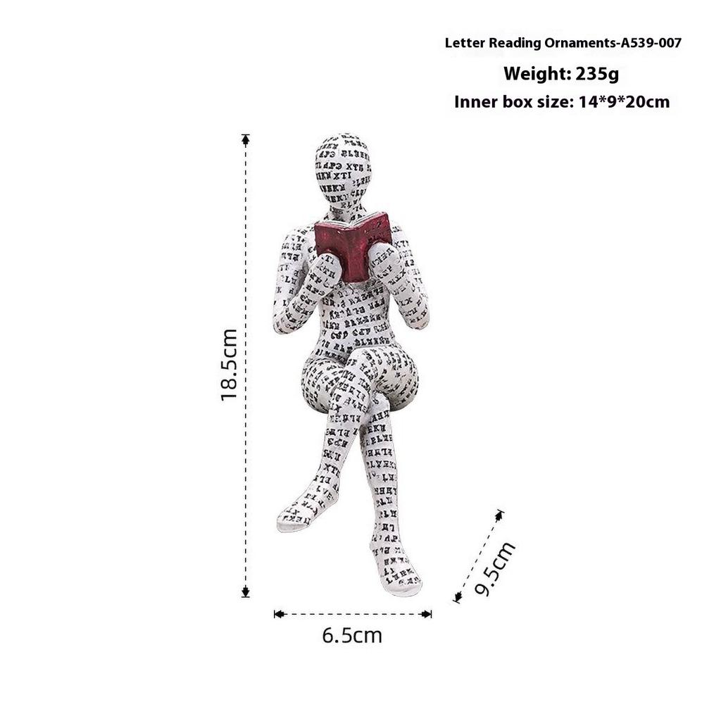 Nordic Book Lover Statue - Reading Person Resin Sculpture for Bookshelf Decor, Study Desk Ornament Minimalist Craft Decor