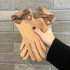 Bow Women Anti-cold Mittens Soft Thickened Suede Gloves Windproof Finger Mittens  Autumn