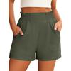 Women's High Waist Elastic Waistband Casual Shorts Loose Fit Wide Leg Solid Color Beach Vacation Summer Shorts