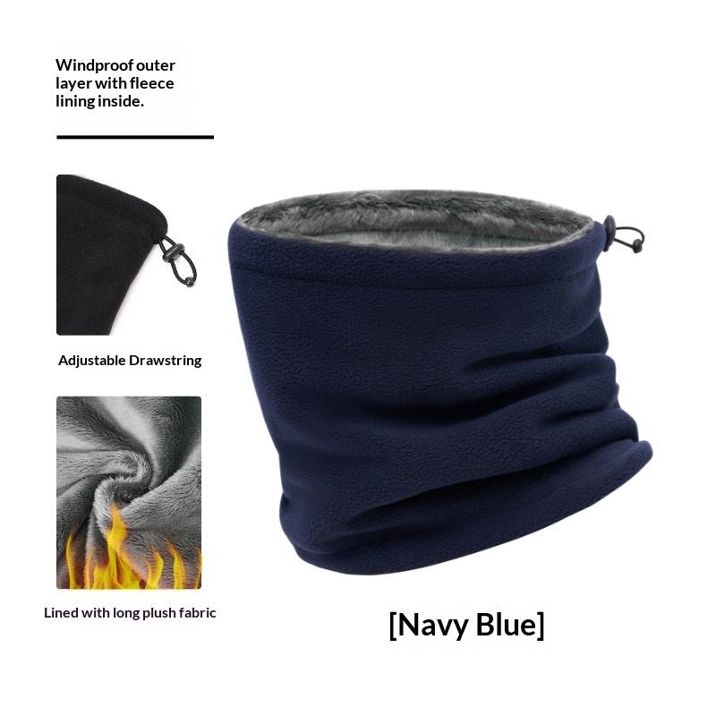 Winter Warm Neck Warmer Men Women Cycling Double Layer Outdoor Hiking Skiing Fleece Mask Adjustable Drawstring Unisex Neck Tube