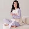 Pure Cotton Women's Long Sleeve Pajamas Set for Spring, Autumn, Winter 2026 - Solid Color Pullover for Home or Outdoors