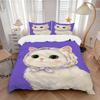 3pcs Cat Scarf Bedding Set Down Comforter Cover and Pillowcases, Suitable for All Seasons(No Insert)-0729005