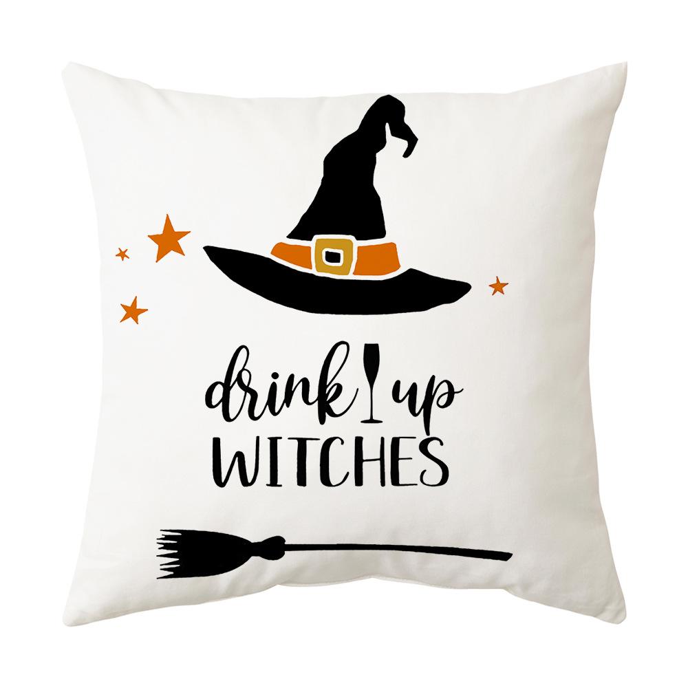 Halloween Pillow Case Orange and Black Horror Castle Spider Web Printed Cushion Cover Halloween Pillowcase Party Decorations