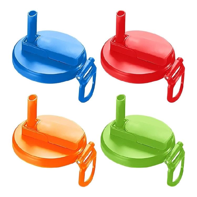 4pcs Portable Can Covers for Sodas and Beer Cans Silicone Can Lid with Drinking Straw Leak Proof Beverage Cans Caps