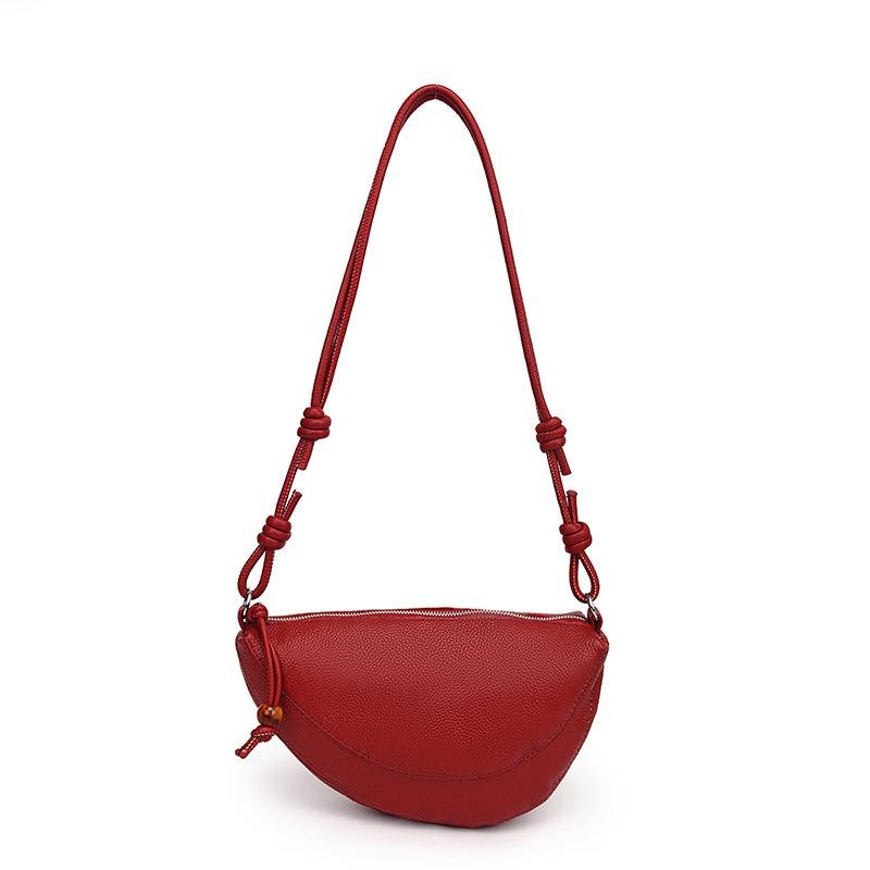 

Versatile women s bag first layer cowhide horn shoulder saddle bag niche crossbody dumpling bag woman красный