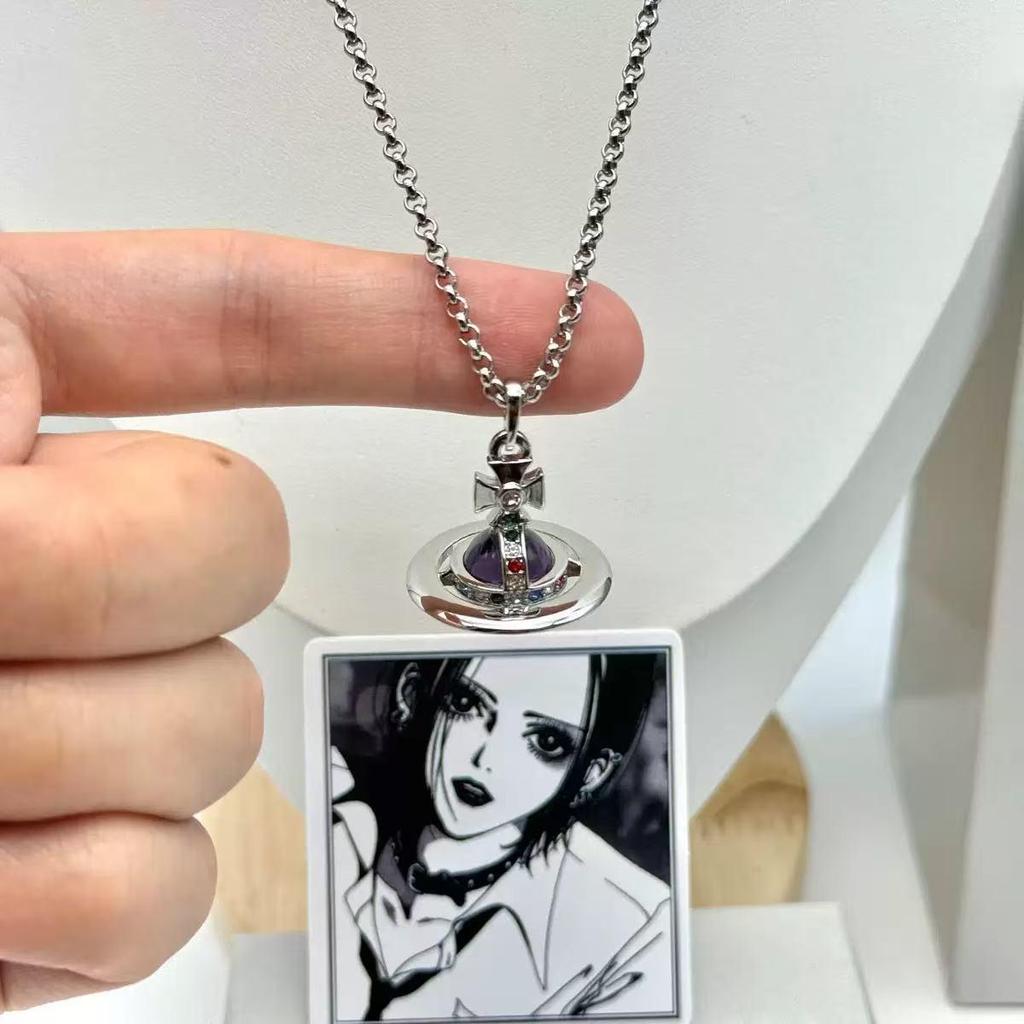 Westwood Saturn Choker Necklace: High Version, Medium Size, Women's 10MM Beads, Logo Clasp.