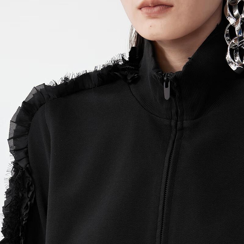 JNBY 2025 Spring Stand Collar Open Front Sweatshirt