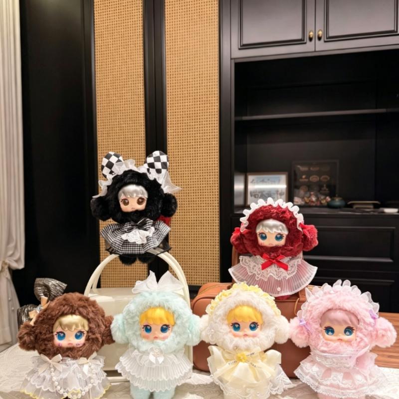 French Lace Plush Doll Keychain Cute Soft Vinyl Face Pendant for Girls Backpack Purse BFF Birthday Surprise Gift