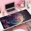 Mauspad Gaming Anime Kirschblüte Mond Ästhetik Computertastatur Mauspads XXL Tischdekorationsmatte Gummi XL HYBXAXC Teppich