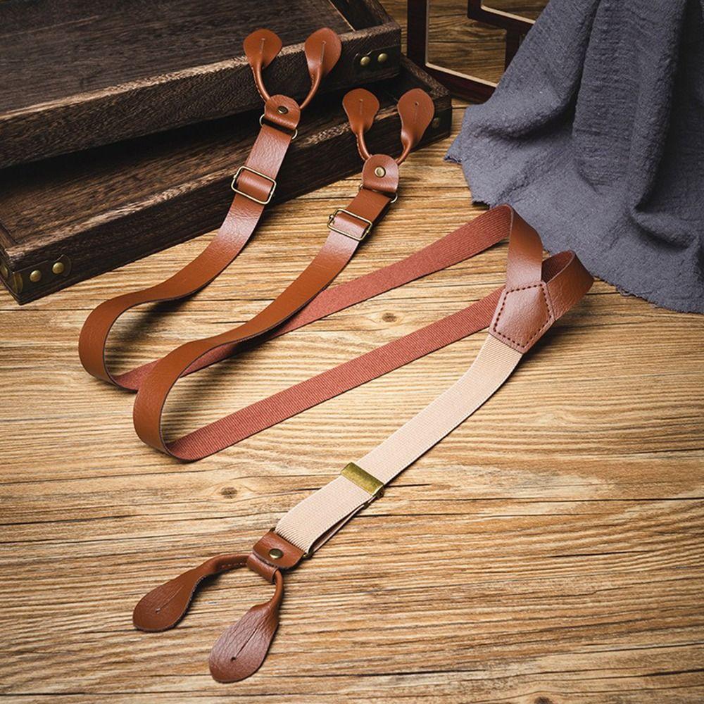 Retro Design British Style Suspenders 4 Clips Stripe Suspenders Y-Type Suspenders  Gift Idea