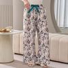 Cotton Silk Family Spring and Autumn Women's Cotton Silk Pajama Pants Wide-leg Pants Thin Artificial Cotton Can Be Worn Outside Casual Home Pants