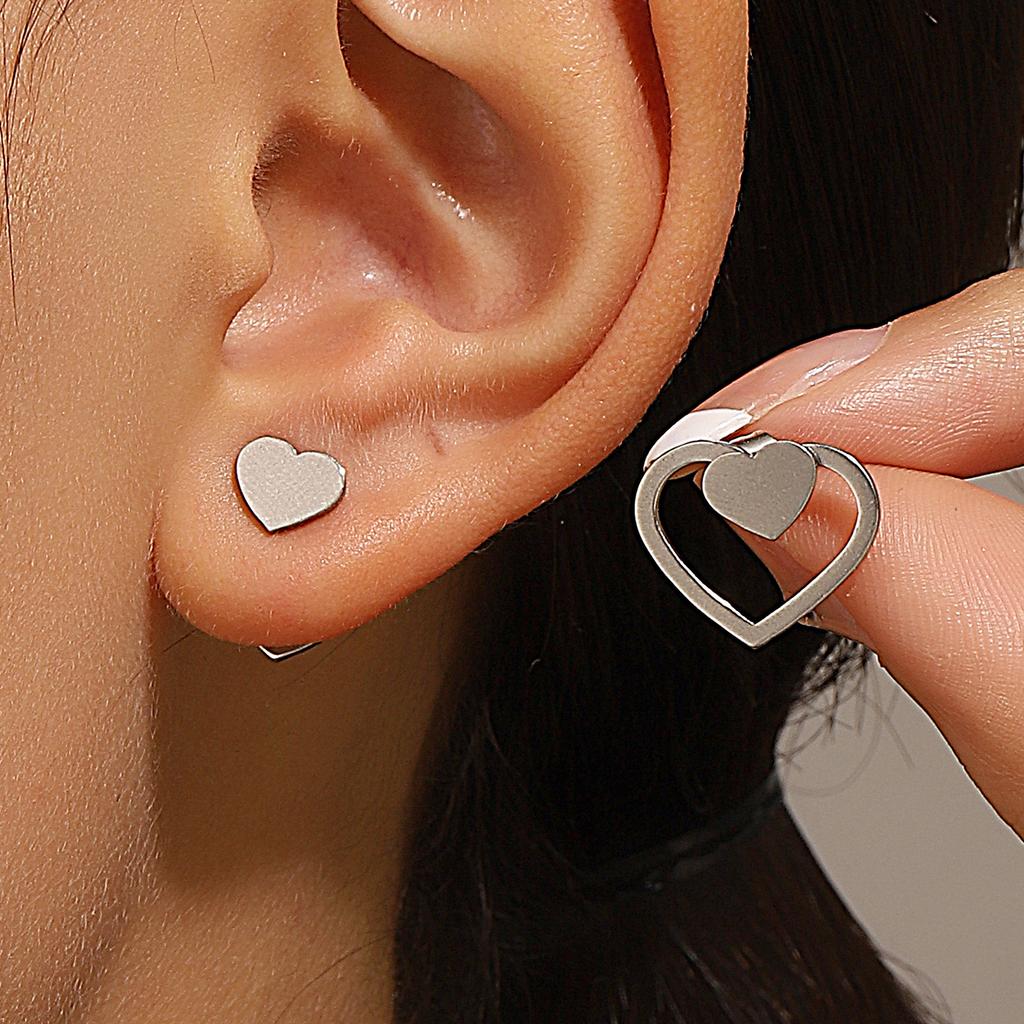 Retro Minimalist Geometric Square Detachable Triangles Stainless Steel Stud Earrings for Women Fashion Zircon Accessories Party