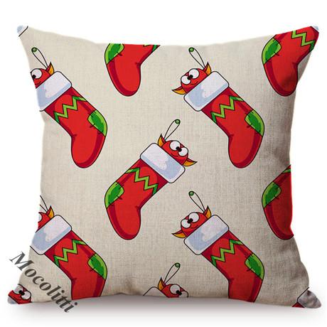Colorful Cartoon Christmas Pattern Print New Year Sofa Decoration Throw Pillow Case Cotton Linen Xmas Gift Cushion Cover Cojines