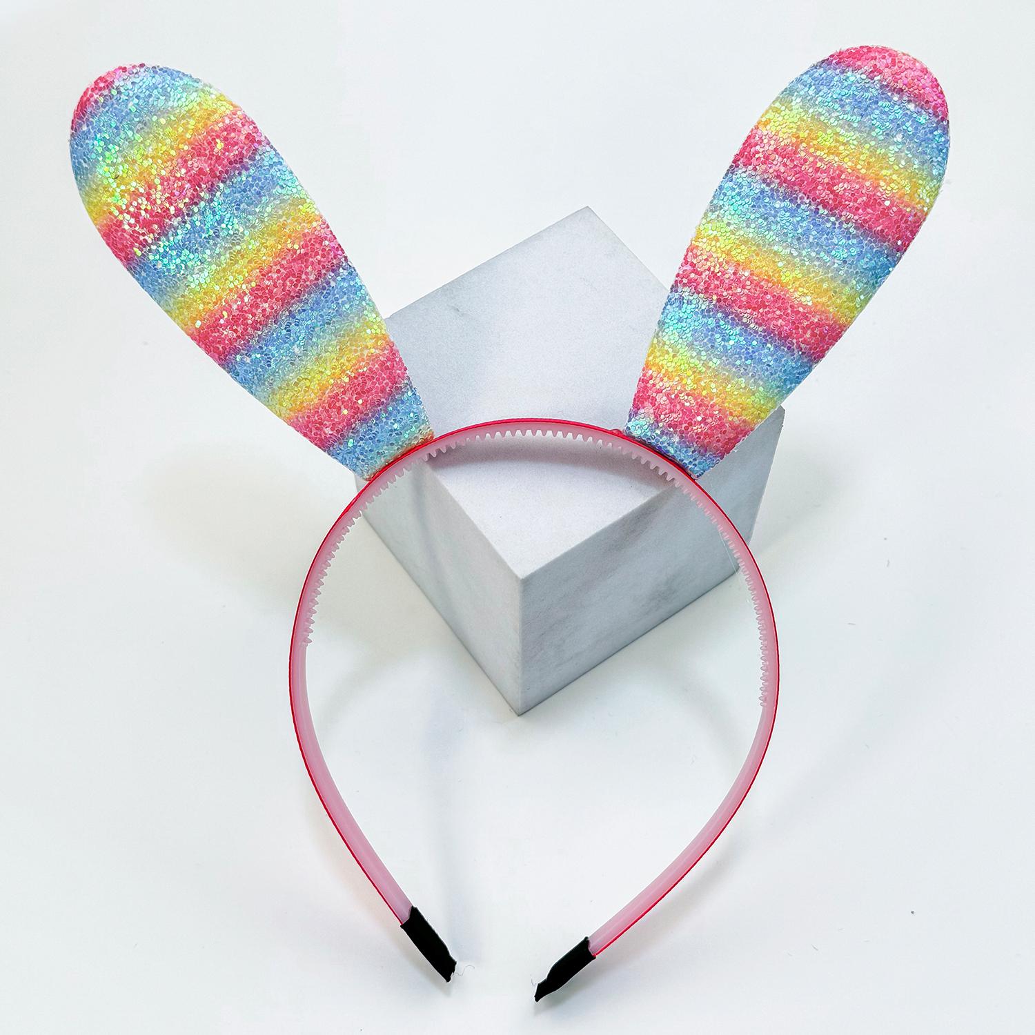 

1 шт. Повязки на голову с кроличьими ушками из пайеток для девочек, праздничные повязки для волос, милая блестящая повязка на голову с кроличьими ушками, детские праздничные аксессуары для волос