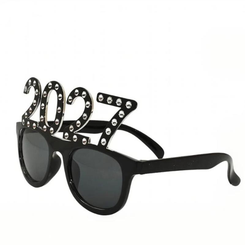 2027 Number Eyeglasses Happy Year Glasses Diamond Glitter Sunglasses Cosplay Prop Xmas Party Decoration Funny Glasses