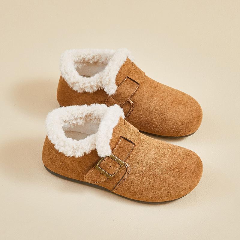 Women's Winter Warm Mini Snow Boots Fuzzy Faux Suede Walking Shoes for Women Casual Anti-Slip Comfortable Platform Short Booties With Faux Fur Lined