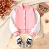 Girls' Casual Sportswear with Letter "M" Jacket, Suitable for Spring and Autumn, Fashionable Children's Sports Baseball Outfit
