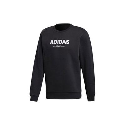 adidas קפוצ'ון שחור עם הדפס אותיות, צווארון עגול, שרוולים ארוכים, לגברים CZ9075