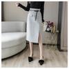 Autumn Wool Skirt High Waist Pencil Midi Skirts Women Elegant Office Outfit