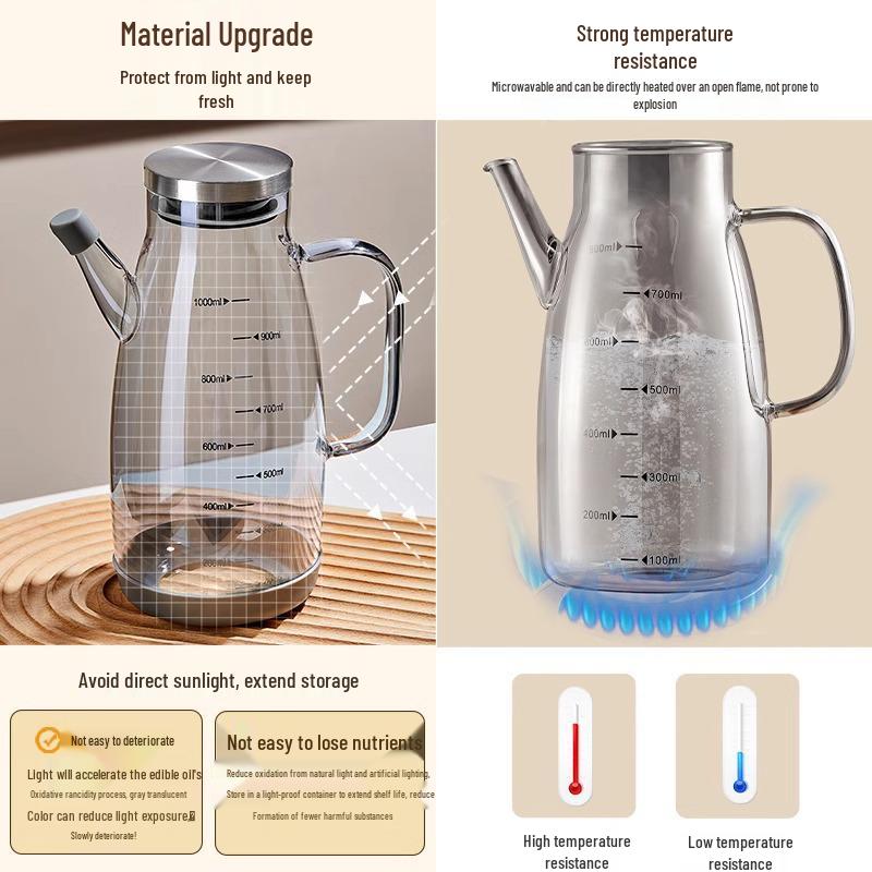 Glass Oil Dispenser: Leak-Proof, Precise Measurement for Cooking Oils, Soy Sauce, or Vinegar. Perfect for Your Kitchen.