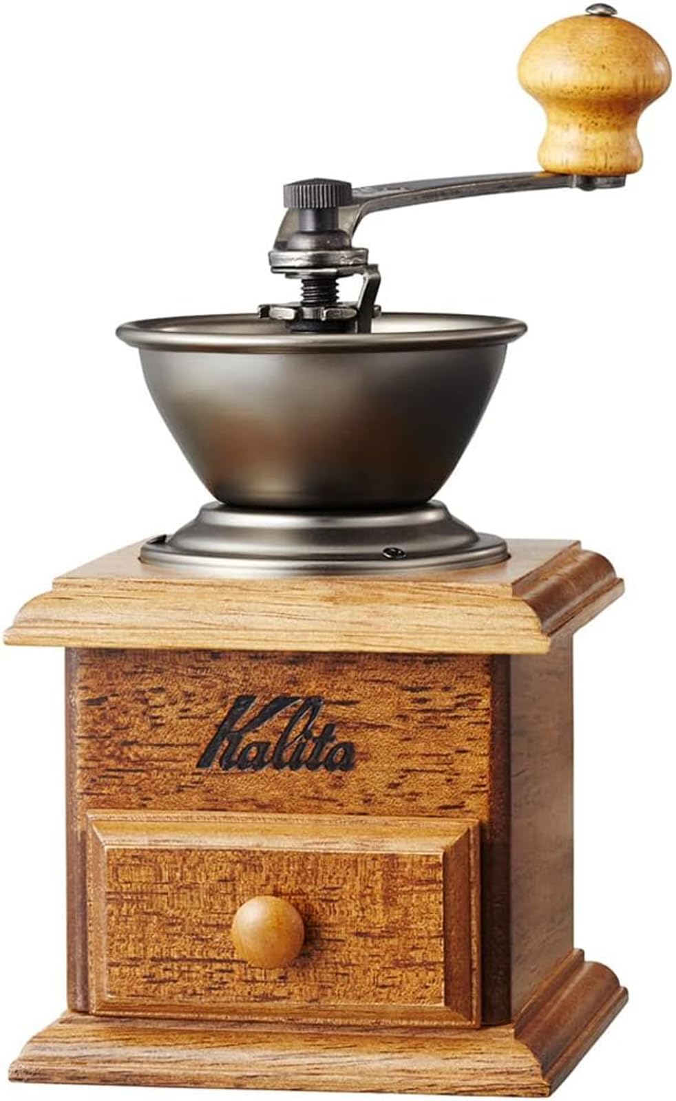 

Kalita Coffee Wooden and Aluminum Grinder with High Grit Mini Mill with Adjustable Hand Manual Coffee Perfect Gift Mill, Consistency, AC, Coarseness,
