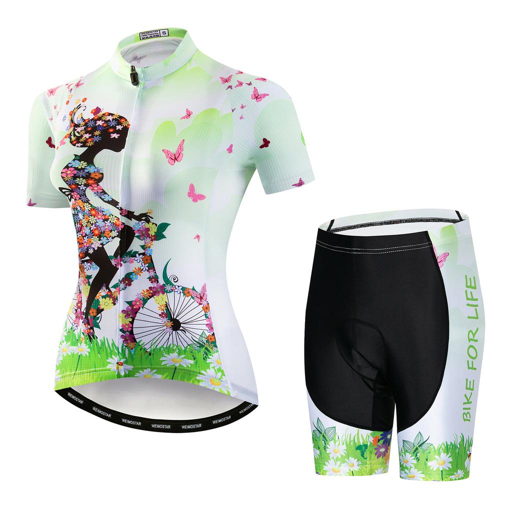 Weimostar Pro Team Abbigliamento da Ciclismo Set Maglia da Ciclismo da Donna Traspirante Abbigliamento per Mountain Bike Uniforme Estiva per Bici Ropa