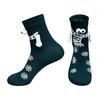 1 Pair Christmas Couple Socks Magnetic Hands Cartoon Deer Snowman Design Long Socks Soft Breathable Xmas Socks