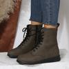 European American Leather Boots 2024 Spring Autumn New Collection Solid Color Large Size Simple Slope Heel Sports Women's Boots