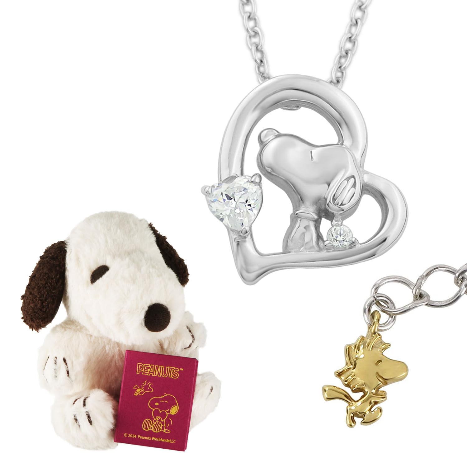 

Limited Original Design Snoopy Woodstock Open Heart Necklace it into a stuffed toy Silver 925 Official PEANUTS [Shinjuku Ginnokura] (Make set) Women s