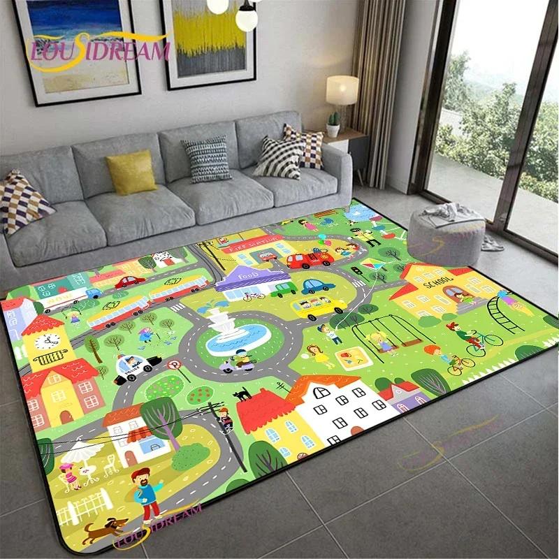 Alfombra Road Traffic Rout Map Carpet Living Room Sofa Coffee Table Bedroom Rugs Kitchen Kid Play Anti-slip Floor Mat Home Decor