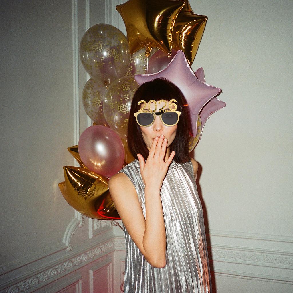 Happy New Year 2026 Rhinestone Glasses Glitter Party Sunglasses Photo Booth Props Graduation Celebration 2026 Glasses
