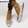 Mocassins Ballerines Pointues à Cristaux pour Femmes Tendance 2025 Sexy Nouveaux Chaussures en Cuir Peu Profondes de Luxe Élégantes Designer Mujer Zapatos