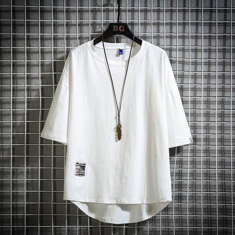 2026 Summer Men s White Loose Fit Korean Trend Short Sleeve T-shirt M белый