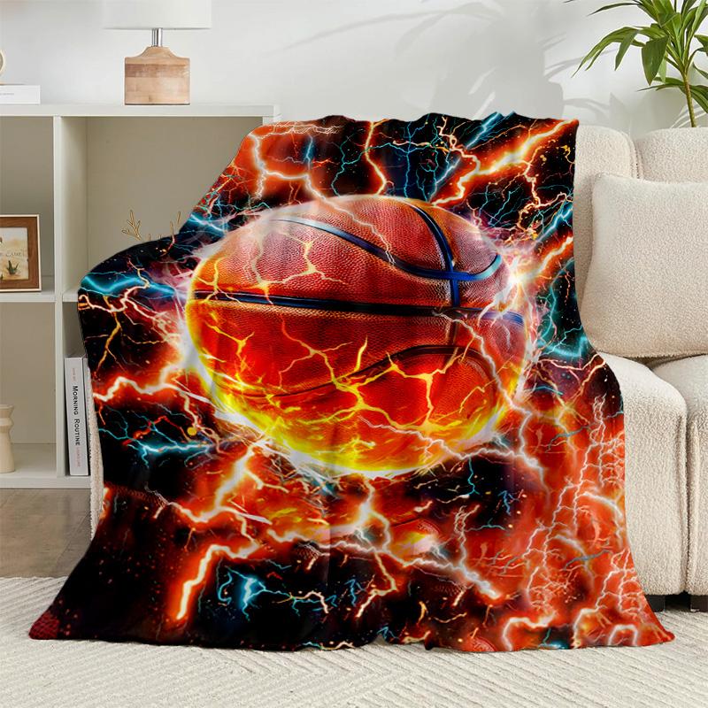 1PC Flaming Football Artwork Flannel Blanket Gift, Suitable for Both Men And Women, Soft Ideal for Beds And Sofa, Birthday Or Christmas Gift