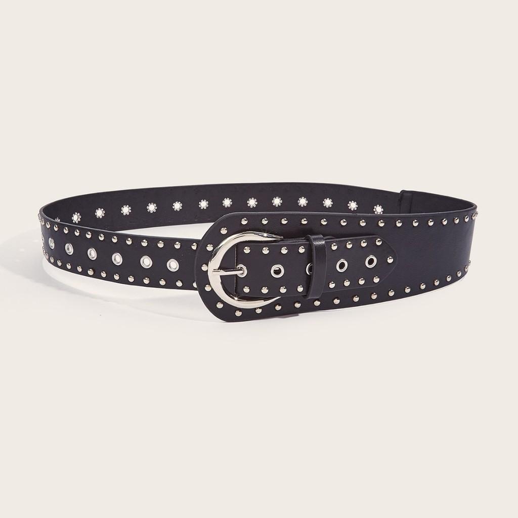 Fashion Style Punk Rivet Leather Belt Waist Accessory With Metal Pin Buckle