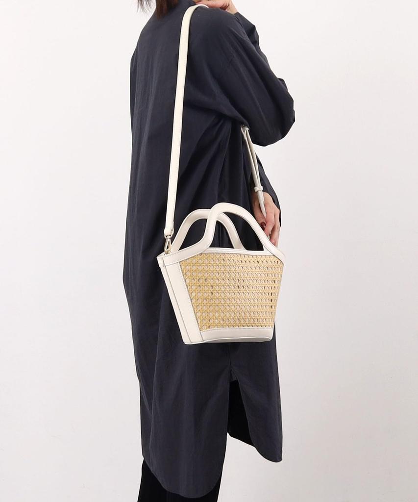 Cuco Bamboo Sheet x Faux Leather Crite 2-Way Tote Bag, 2413111033, Off-White (002)