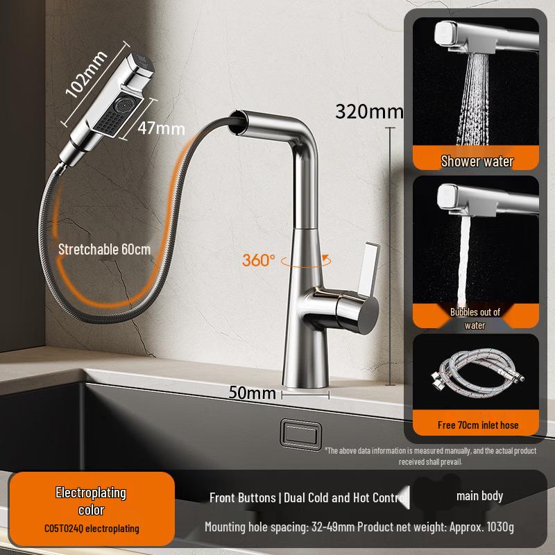 TLXT Stainless Steel Pull-Out Kitchen Faucet