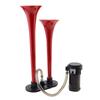 12V 150dB Super Loud Dual Trumpet Air Horn with Compressor - Red Musical Sound for Trucks, Lorry, Trains, Boats, Cars, Van & Ship