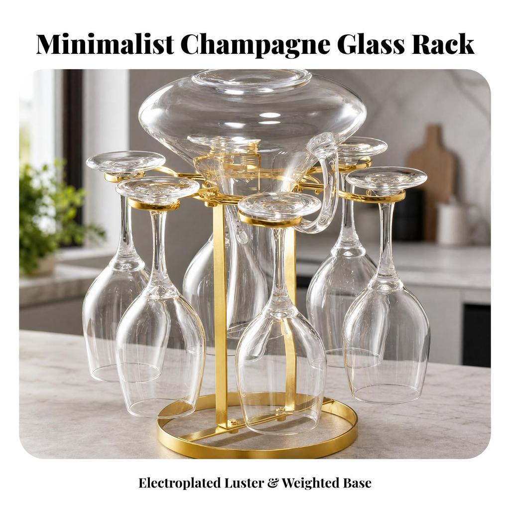 Freestanding Grape Glass Rack Sturdy Countertop Stand Low-Height