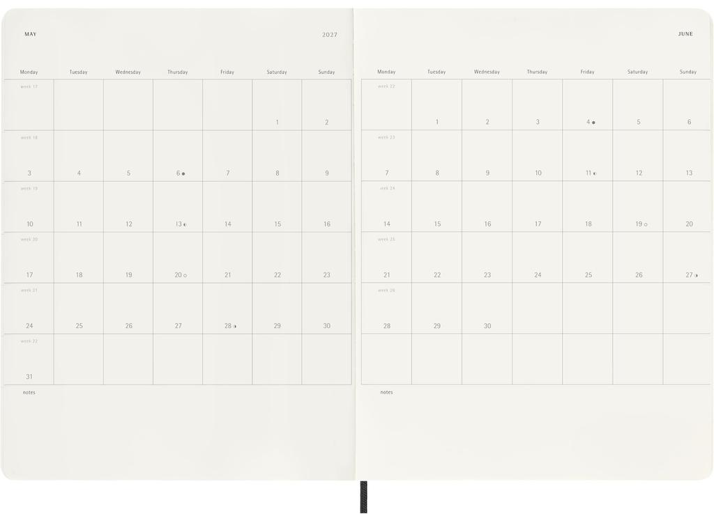 Moleskine 2026 Weekly July 18 XL Size x DSB18WN4Y27 Diary, Start, Months, (19cm 25cm), Softcover, Black,