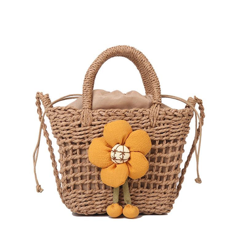 Summer small bag women's bag 2025 new trend fashion casual straw messenger bag woven portable bucket bag