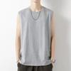 Men White Crew Neck Sleeveless Casual Tank Top