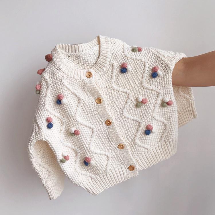 Girls Flower Sweater Cardigan Spring and Autumn Children Fashion Knitwear