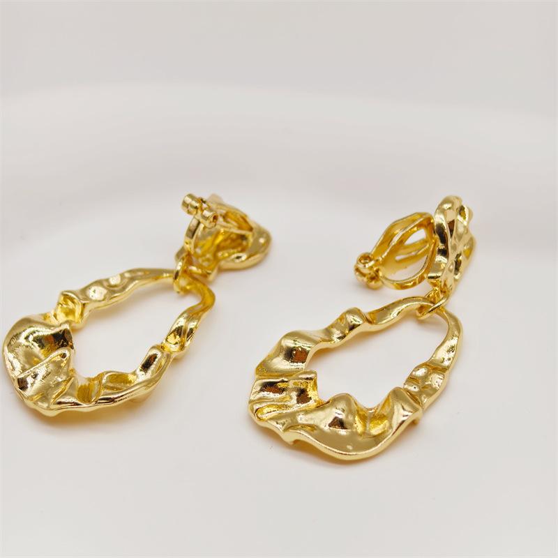 

Простые нерегулярные винтажные металлические серьги без пирсинга для женщин