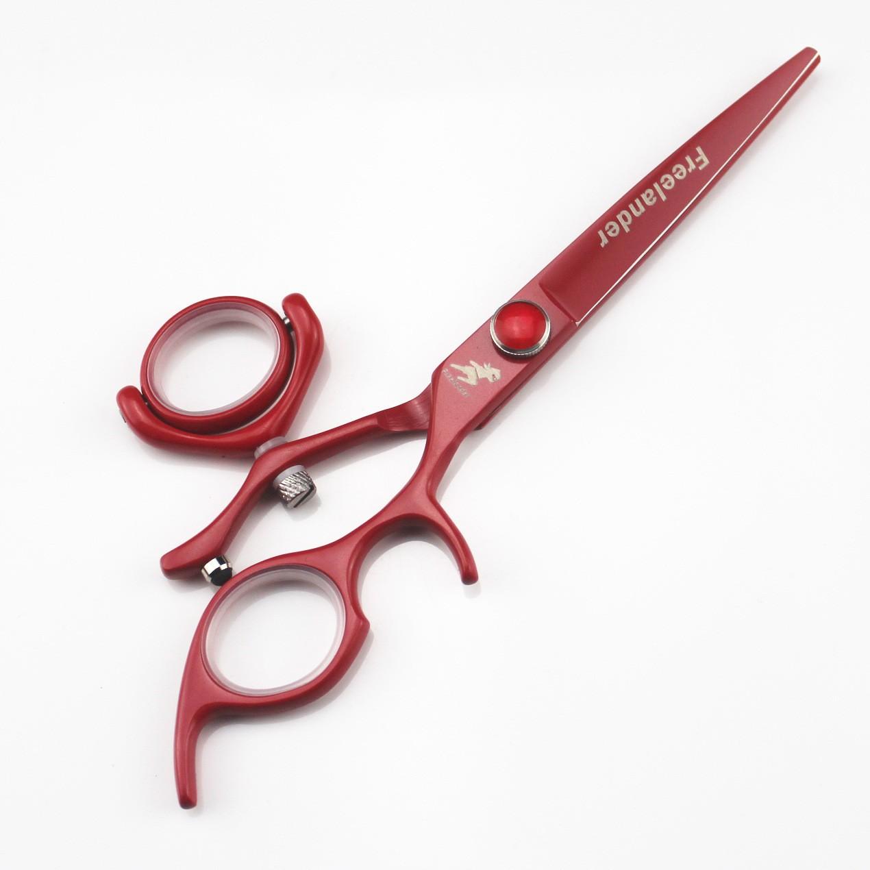 6.0 inch Freelander red purple, rotating set, hair scissors, hair scissors, flat scissors, tooth scissors, thin scissors. 6.0inch red rotating flat scissors