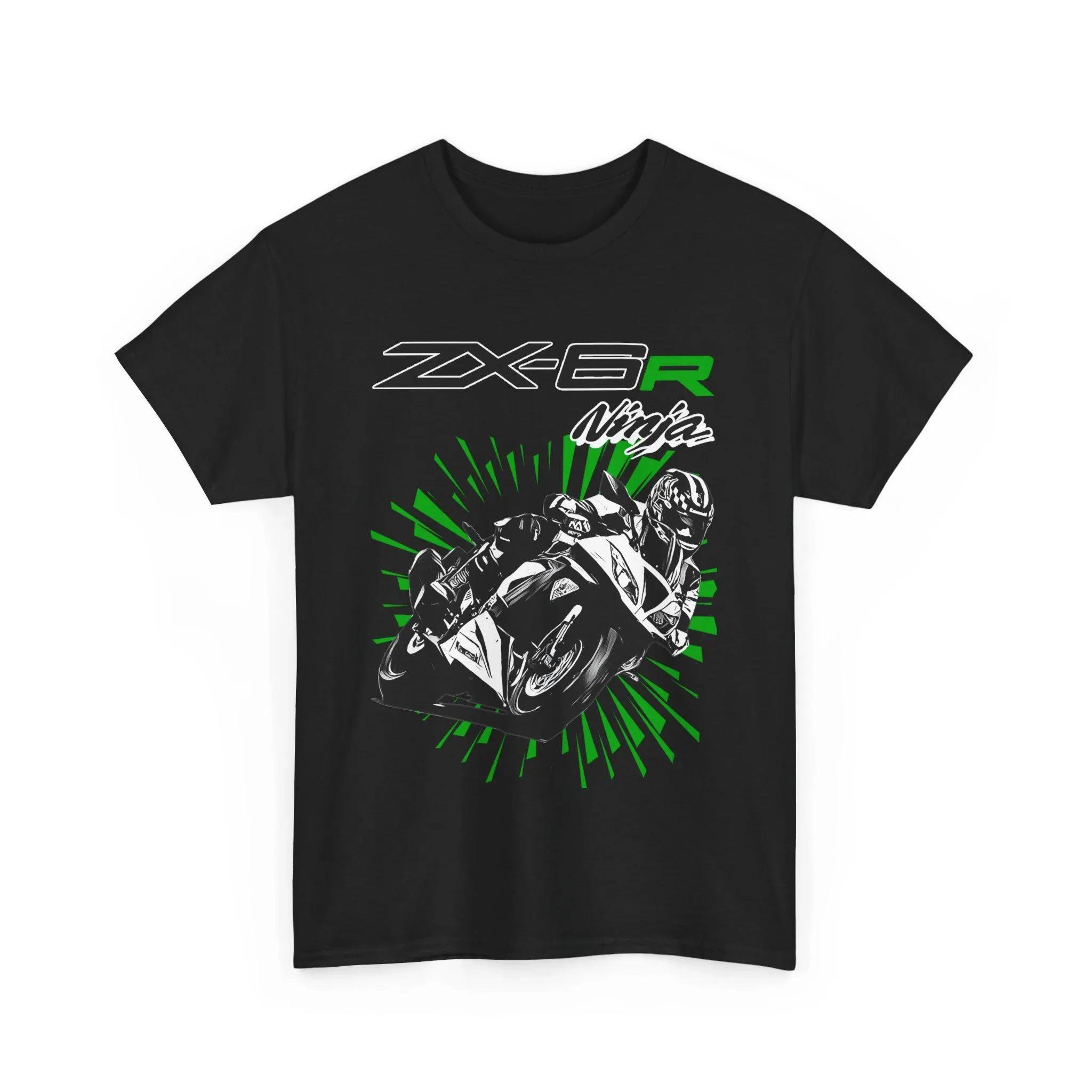 

Хлопковая футболка с принтом Kawasaki Ninja ZX-6R 2026 Лето Мужская и Женская Одежда в стиле Харадзюку Модная Повседневная Футболка для Мотоциклистов 4XL
