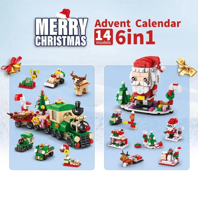 24 Jahre Weihnachtsbaustein Spielzeug Blindbox Set Weihnachten Adventskalender Steine DIY Lernspielzeug Set Geschenk für Kinder Erwachsene