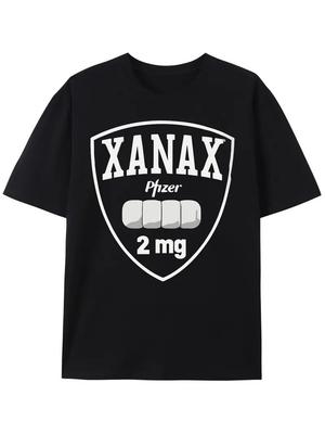 XANAX Black Shield Pattern Short Sleeve, Printed T Men'S and Women'S Cotton Blac