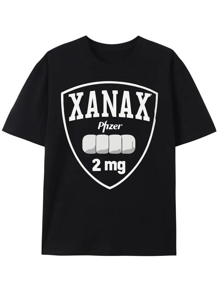 

XANAX Black Shield Pattern Short Sleeve, Printed T Men S and Women S Cotton Blac 2XL