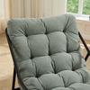 Outdoor Rocking Chair, Comfy Cushion, with Soft Thick Cushion,for Living Room, Bedroom, Reading Room, Black Frame with Light green Cushion
